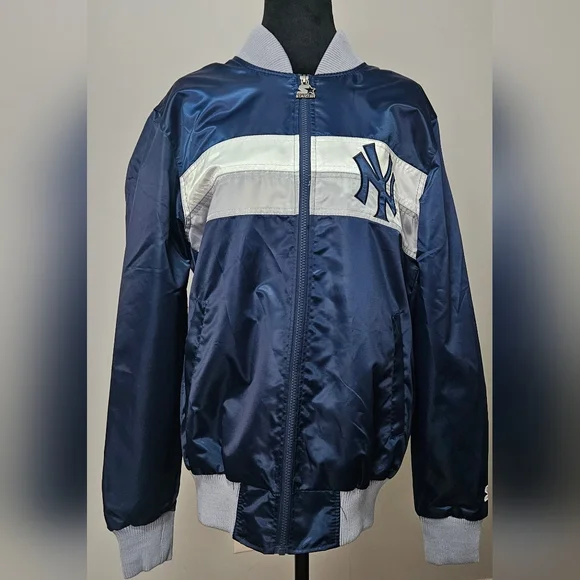 Starter New York Yankees The Ambassador Satin Full-Zip Navy Jacket NWOT- Size S - Picture 9 of 9